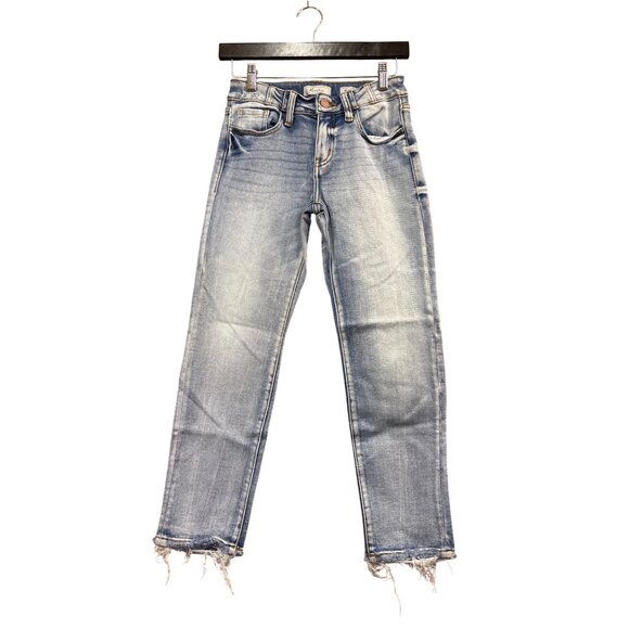 Karen Signature Mid-Rise Ankle Jeans Distressed Hem Light Wash Size 14 - Picture 1 of 6